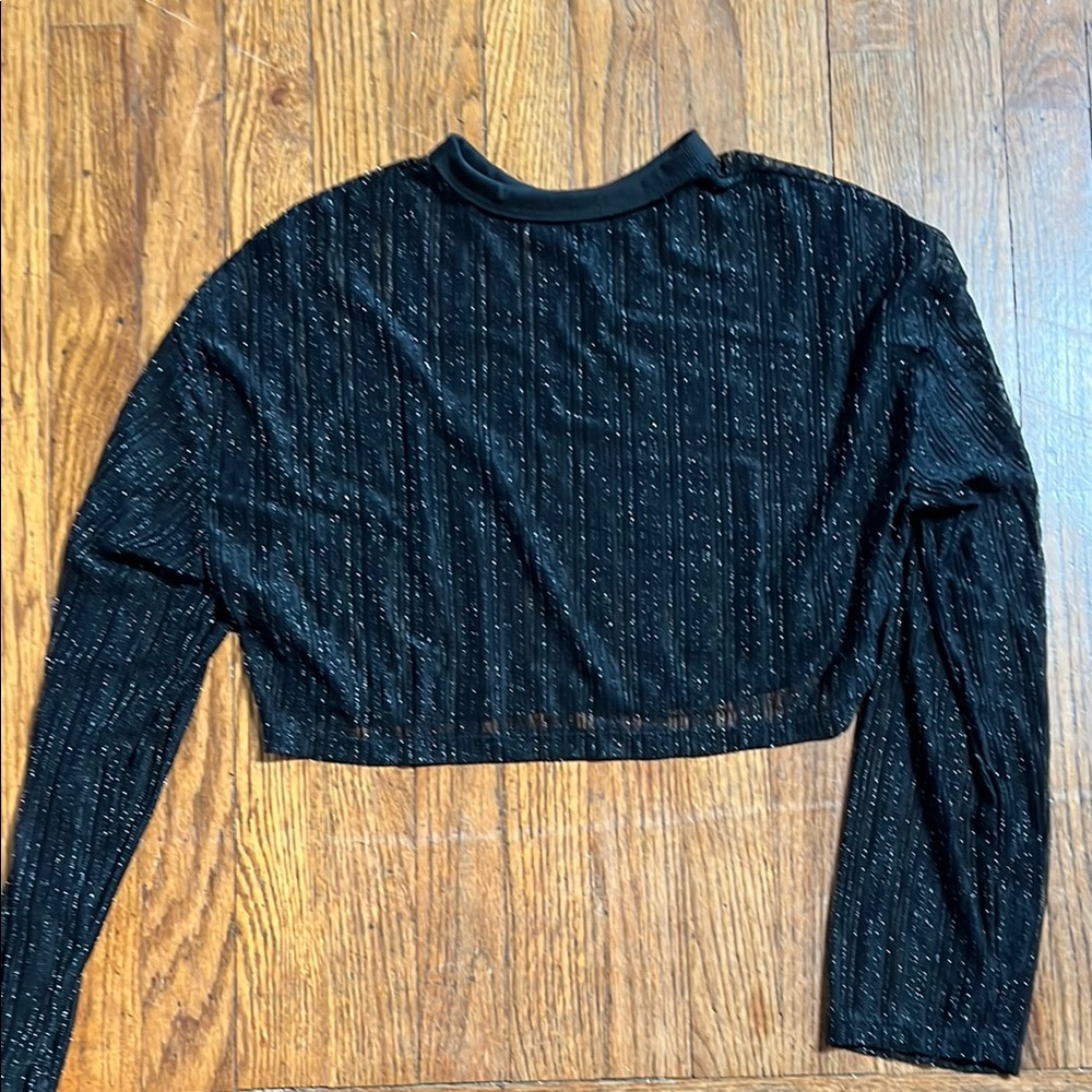 Black Long Sleeve Women's Top sparkly crop